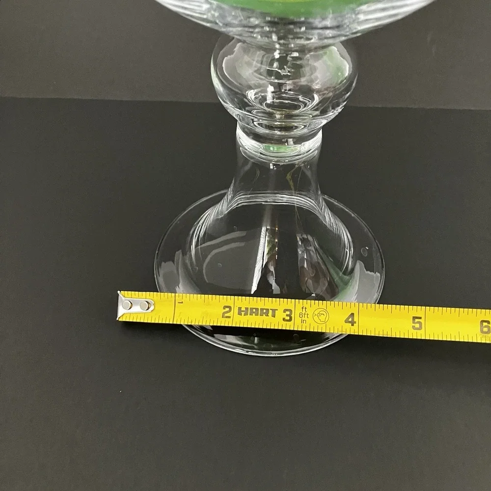 VTG Clear Glass Apothecary Jar Covered Compote Pedestal Candy Dish Finial Footed